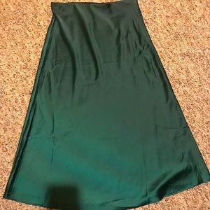 Green satin formal skirt